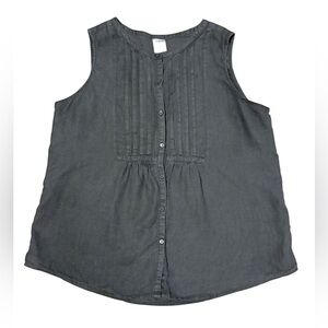 Black 100% Linen Sleeveless Top